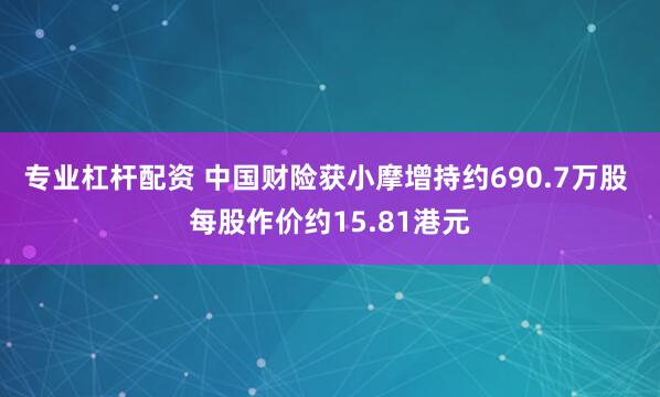 专业杠杆配资 中国财险获小摩增持约690.7万股 每股作价约15.81港元